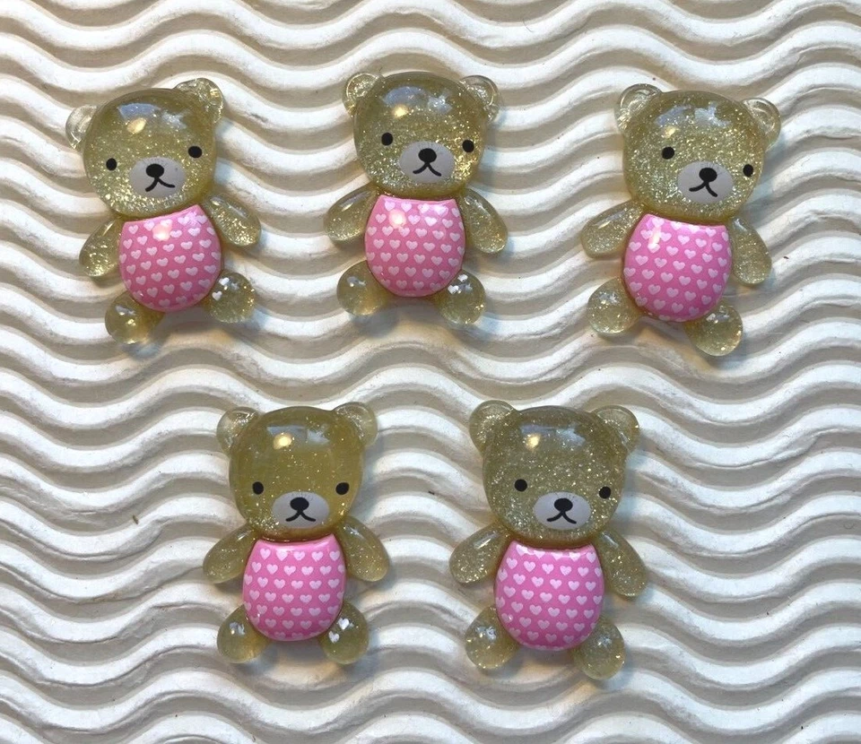 12 piezas x 1 1/8" resina transparente lunares oso adornos de respaldo plano/lindo SB224 Foto 1 de 1