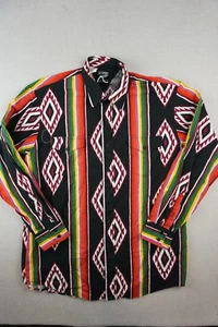 Roper Hemd Herren Large schwarz gestreift Azteken Western Knopfleiste Langarm - Bild 1 von 10