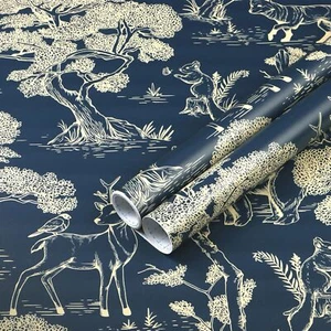 Peel and Stick Wallpaper Navy and Beige Wallpaper Vintage Contact Paper Removabl - Picture 1 of 7