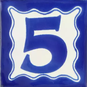 Mexican Ceramic Tile House Number Home Address Blue Tile # 5 - Picture 1 of 2