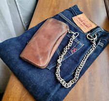 Red Moon Vintage Leather Long Wallet Montana With metal chain Brown Rare !!!