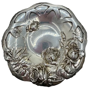 Vintage International Sterling Silver Rose Embossed 7" Bon Bon Bowl C1055 - Picture 1 of 14