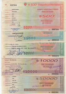 Rare Collection of Bangladeshi US Dollar Investment Bonds - $500 to $50,000 Set - Picture 1 of 3