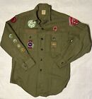 BSA Boy Scouts Of America Uniform Shirt Long Sleeve Sanforized Vintage Patches