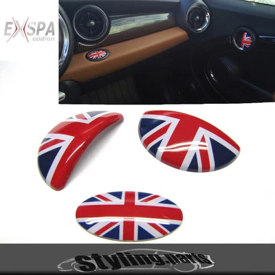 MANIGLIE INTERNE PORTA/VANO PORTAOGGETTI UNION JACK per MINI ONE COOPER R55 R56 R57 R58 59 - Immagine 1 di 4