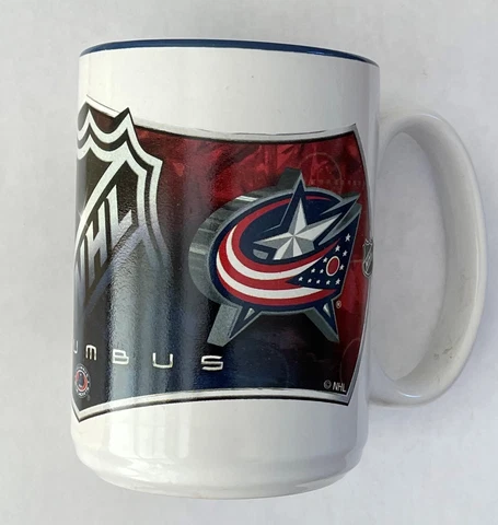 Set of 2 NHL Columbus Blue Jackets 15 Oz Jumbo Coffee Tea Mugs Cups Hockey Logo Cover