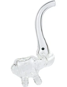 6" Long Nose Elephant Made USA Glass Art TOBACCO Smoking Hand Pipe - Picture 1 of 3