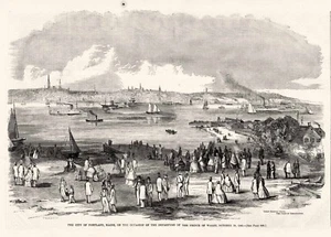 Vaporistas de rueda lateral callejera Portland Maine Harbor India Great Eastern Dock 1860 - Imagen 1 de 1