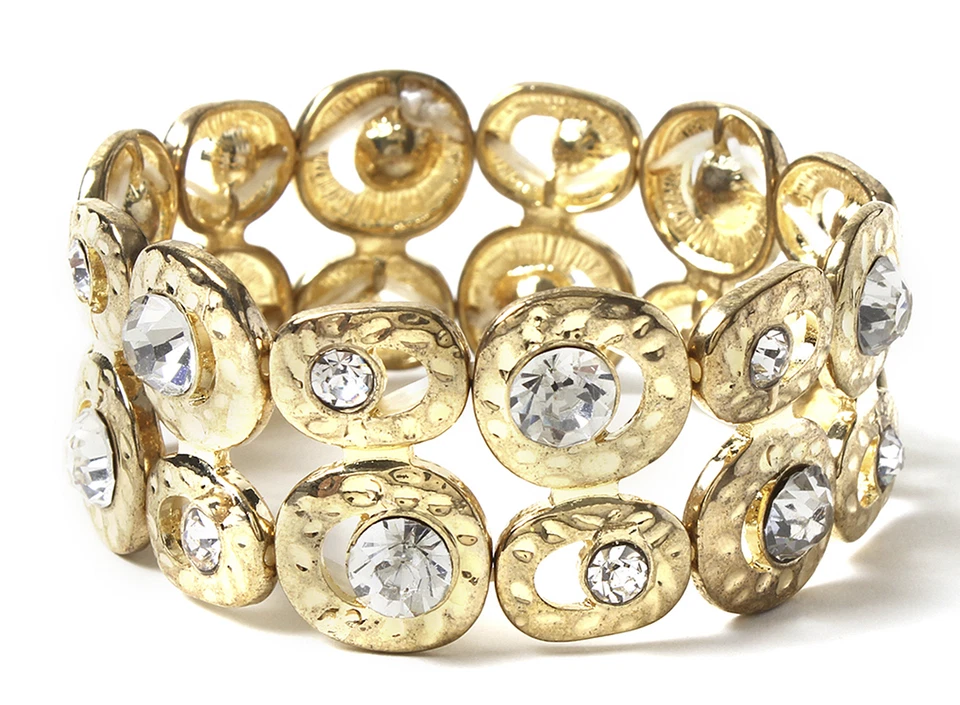 Amrita Singh Gold Crystal Embellished South Beach Stretch Bracelet BRC 5587 NWT - Image 1 of 1
