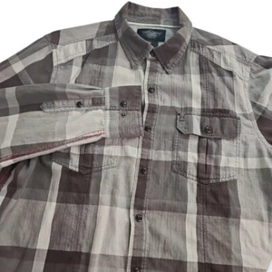Harley Davidson Mens X-Large Grey Plaid Long Sleeve Snap Button Shirt XL - Picture 1 of 7