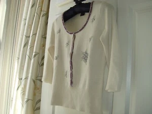 Women's Vintage Jane Doe Collection Top Embroidery Flowers Jumper Sweater Medium - Picture 1 of 12