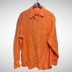 Tommy Bahama Shirt Mens XL Linen Long Sleeve Button Down Solid Orange Pre Owned - Picture 1 of 8