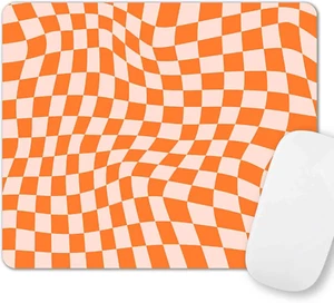 Orange Checkered Mouse Pad, Modern Pattern Mouse Pad, Cute Mousepad Desk Accesso - Picture 1 of 12