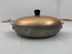 Wear Ever Hallite 9” Aluminum Pan w/ Copper Lid Twist Handles USA #2109 Vintage - Picture 1 of 11