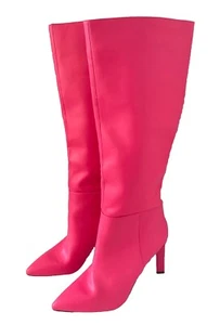 Nine West Neon Pink Boots Knee High Gogo Womens SZ 10 - Picture 1 of 15