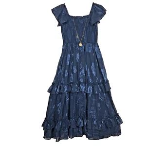 Rare Editions Girls size 16 Lined Blue Dress with Removable Necklace Party NWT - Picture 1 of 15