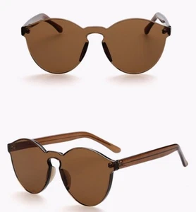 One Piece PC Lens Rimless Fashion Ultra-Bold Color Mono Block Womens Sunglasses - Picture 1 of 26