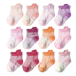 12 pares de calcetines antideslizantes al tobillo para niño niña bebé niño bebé recién nacido algodón - Imagen 1 de 20
