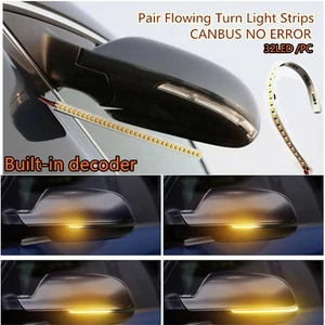 1 Pair 18cm Car Rear Mirrors Flexible Amber LED Flowing Turn Signal Strip Light - Picture 1 of 12