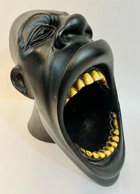 DANK NOX Vintage Screaming Man Bust Sculpture Belgium Artist BLACK - VERY HEAVY - Image 1 of 4