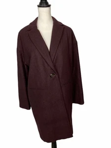 Topshop Womens Plum Midi Coat Size 12 | Mid Length Overcoat Polyester Blend BNWT - Picture 1 of 11