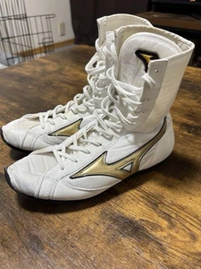 Mizuno Boxing Shoes MID White Gold US 8.5 ( 26.5 cm ) Used JAPAN - Picture 1 of 18