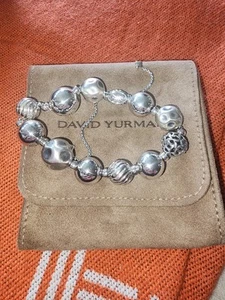 David Yurman .925 Elements Beaded Ball Bolo Adjustable Bracelet 8 MM - Picture 1 of 7