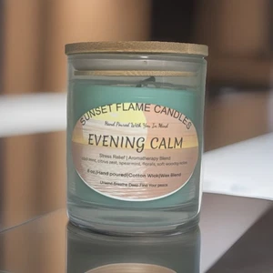 Evening Calm 8oz Candle – Mint, Citrus, Herbal, Floral | Stress Relief - Picture 1 of 5