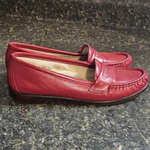 SAS Penny Loafer rot Leder Slipper Schuhe hergestellt in den USA Damengröße 7N schmal - Bild 1 von 9