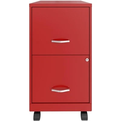 HIRSH INDUSTRIES LLC Space Solutions 18in 2 Drawer Metal Mobile Smart Vertical File Cabinet Red