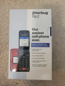 Lively Jitterbug Flip2 Easiest Cell Phone for Seniors Large Screen Red NIB - Picture 1 of 3