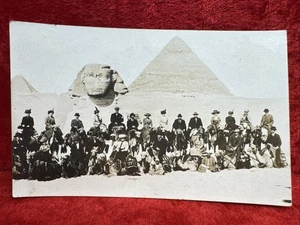 ✨ Barn Find ✨ RPPC 1914 Tourists at Great Sphinx & Pyramids Egypt AZO Stamp - Picture 1 of 21