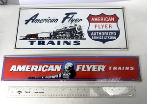 Par (2) Letreros de Metal Pesado de Trenes American Flyer Ande Rooney/Nuevos Aún Envueltos - Imagen 1 de 6