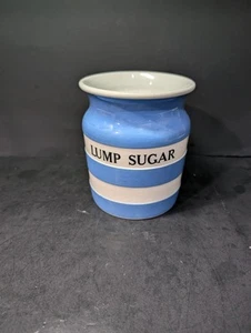 TG Green Cornishware Lump Sugar Jar, Vintage Canister, Blue & White Stripes - Picture 1 of 9