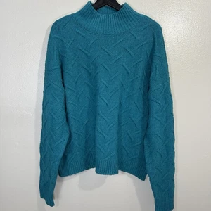 Design History Maglione Donna Medio Cablato Finto Turchese Boho - Foto 1 di 7