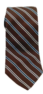 Brooks Brothers Necktie Makers And Merchants Brown Blue White Striped Ties - Picture 1 of 5