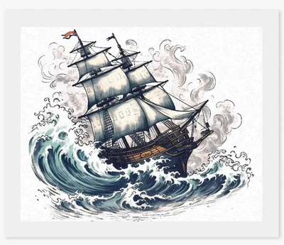 Stormborn Buccaneer Pirate Paint by Number kit Canvas. relaxing activity, DIY - Image 1 of 4