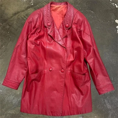 Christian Dior PARIS красный кожаный двубортный куртка б/у редкая - Изображение 1 из 4