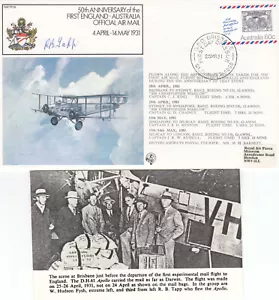 England Australien 1. Luftpost geflogen signiert RAF FF28 Brief 1981 (144753) - Bild 1 von 2