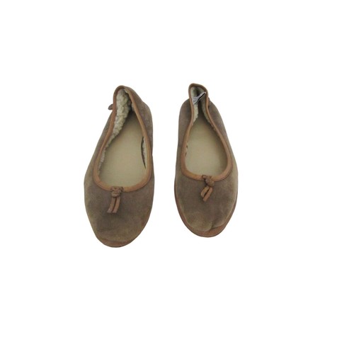UGG Antoinette Ballet scarpe piatte in pelle scamosciata marrone con fodera in pelle di pecora taglia 8 1 2M