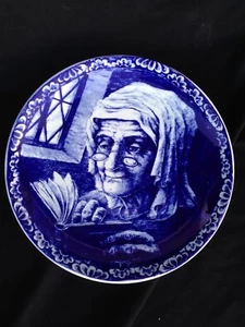 Vintage Delfts Boch Freres La Louviere Belgium 10"W Plate Charger Old Woman Sea - Picture 1 of 5