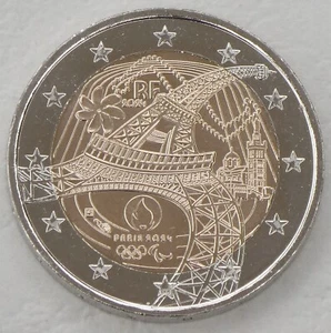 2 Euro Gedenkmünze Frankreich 2024 Olympische Spiele 2024 Eiffelturm unz. - Bild 1 von 1