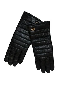 NWT Michael Kors Women's Genuine Black Leather Tech Gloves Size MEDIUM $98 - Picture 1 of 7