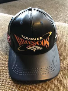 Vintage Rare 90's Denver Broncos Pro Elite Leather Strapback Hat Made in USA - Picture 1 of 9