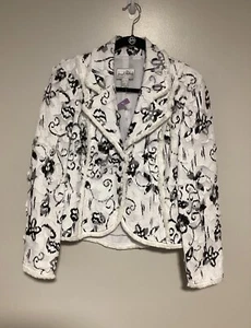 Blazer Joseph Ribkoff Women Size 10 Floral White Black Office Business - Picture 1 of 9
