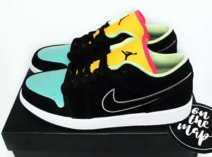 Nike Air Jordan 1 Retro Low SE Black Aurora Green Orange Bio Hack UK 6 US 7 New - Picture 1 of 12