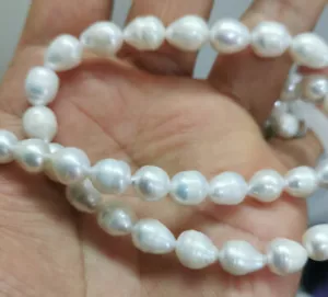 Charming 15"6x7mm Natural South Sea Genuine White Drop Pearl Unfinished Necklace - Picture 1 of 1