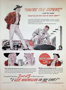 VINTAGE 1940er Jahre Druckanzeige ~ Macmillan Motoröl ~ Ich benutze Macmillan in meinem Auto! - Bild 1 von 1