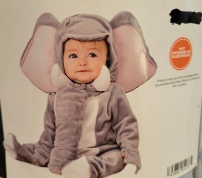 NEW Gray Elephant Halloween Costume Baby 0-6 Months Noah's Ark 2pc Soft Jumpsuit - Image 1 of 4