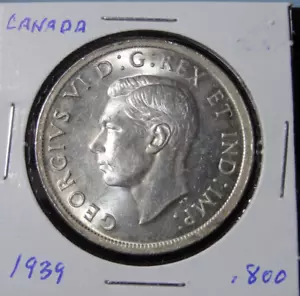 1939 Canada 1 Dollar .800 Silver KM#38 World Canadian Coin - Picture 1 of 5